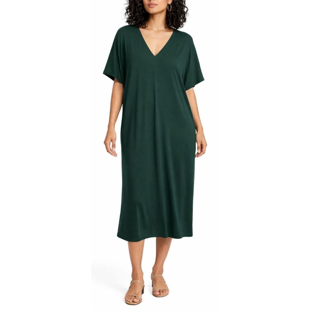 Universal Standard Teresa Liquid Jersey V-Neck Midi Dress - Picture 12 of 12